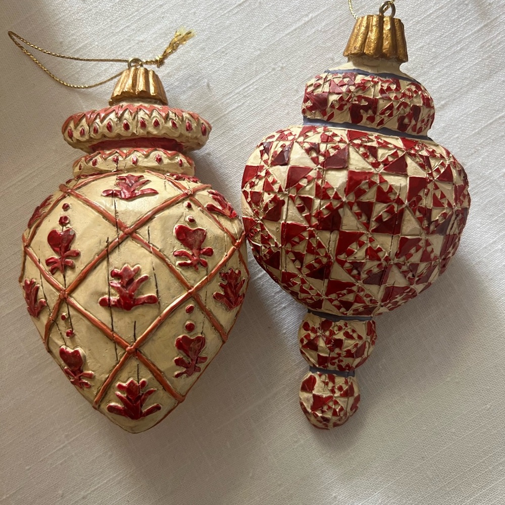 Jim Shore Red and Gold Holiday Ornaments